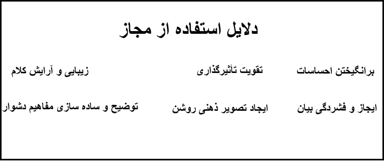 دلایل استفاده از مجاز - ادبیات فارسی